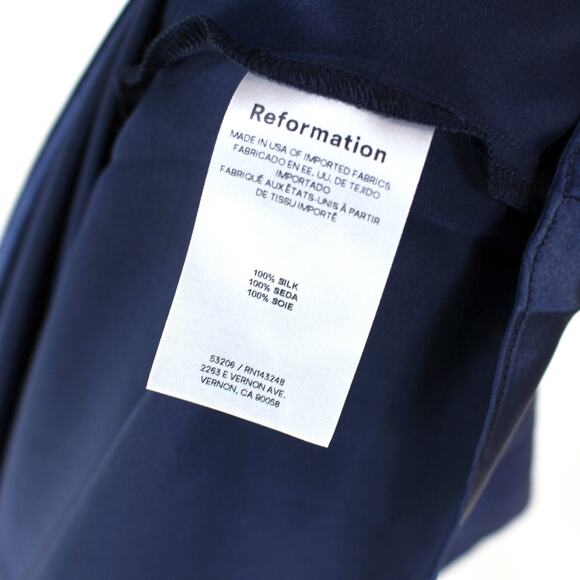 Reformation Jeany Navy Silk Halter Maxi Dress Medium NEW Satin Open Back Gown - Picture 7 of 7